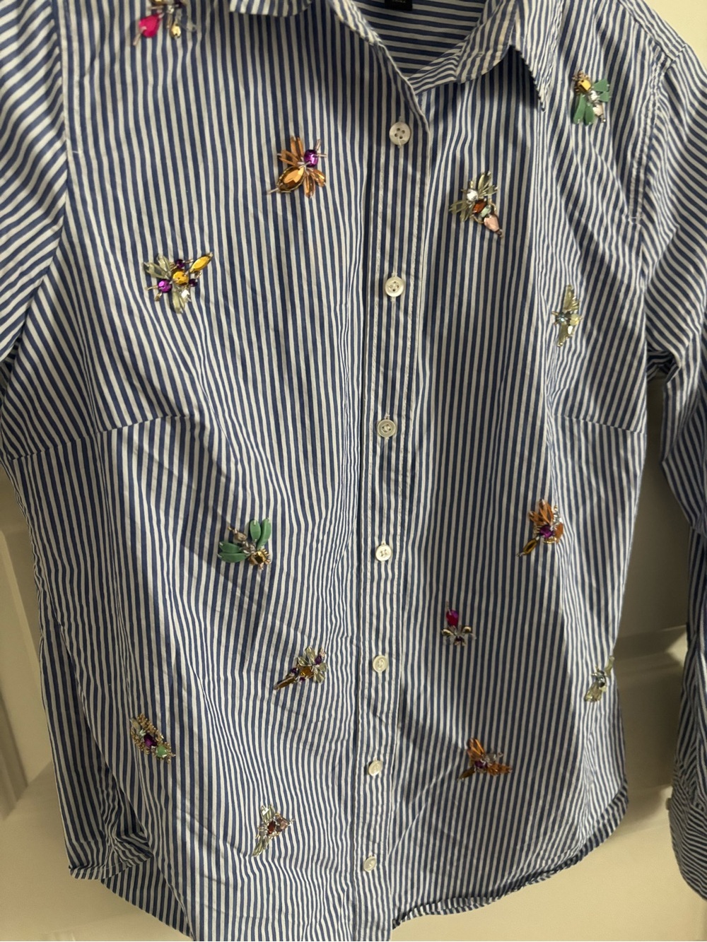 J. Crew Blue and White Striped Cotton Button-Up Shirt - Picture 4 of 7